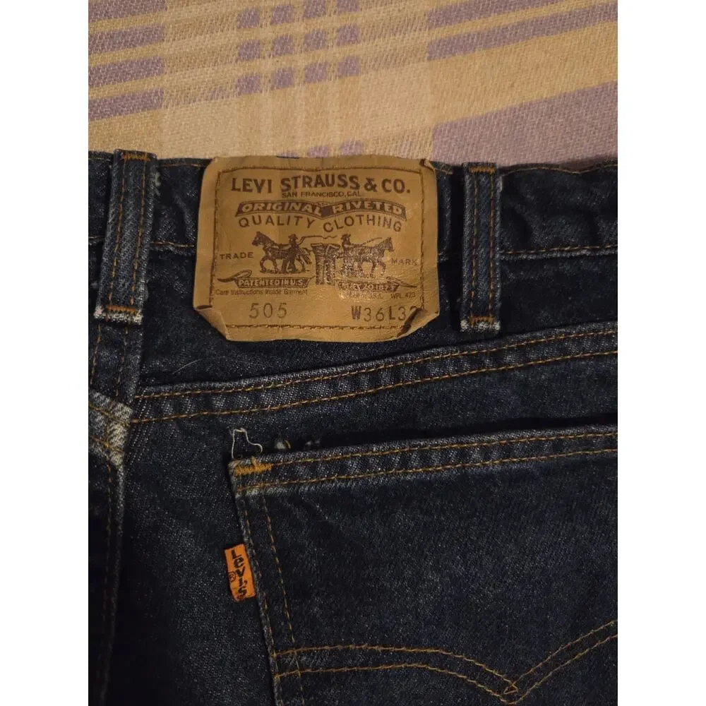 Vintage Levis 505 Orange Tab Jeans Mens 36x32 Fit 35x31 USA 80s 90s 40505-0215